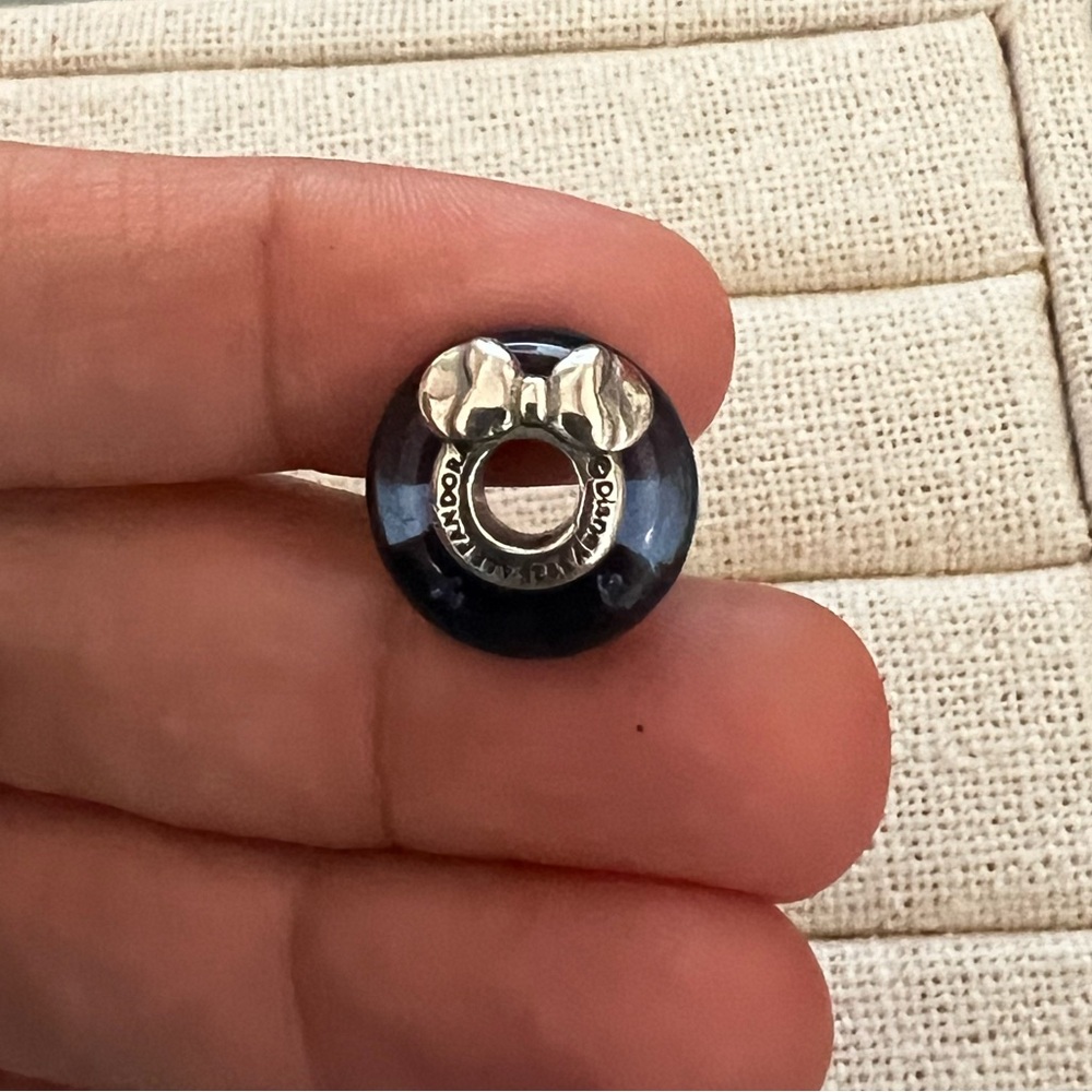 Disney Mickey Mouse & Minnie Mouse Blue Murano Glass Charm